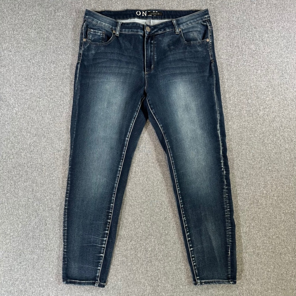 Only Denim Jeans Womens 18 E09-52562F Dark Wash Stretch Faded Whiskered